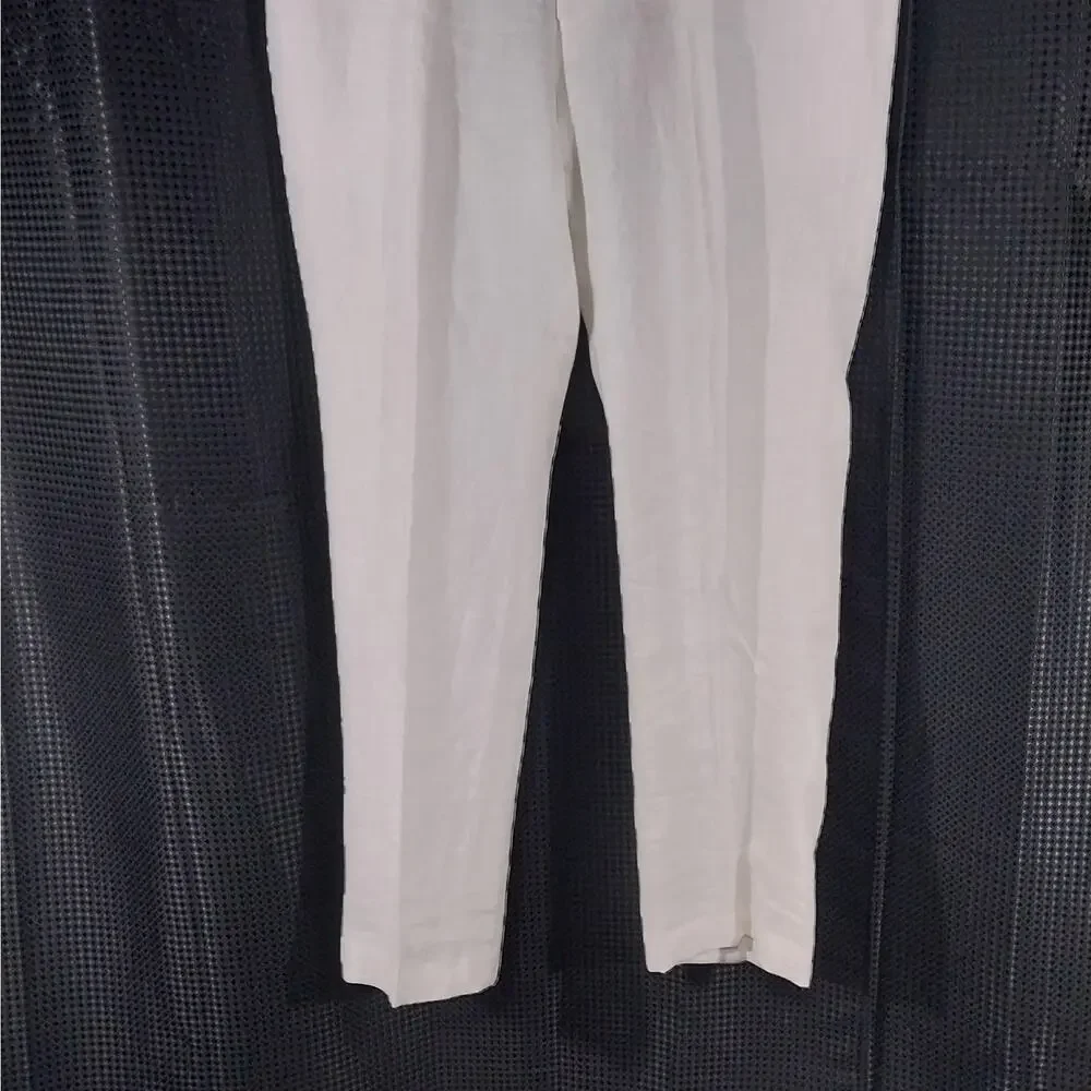 NWOT! CALVIN KLEIN! WHITE LINEN 100%, FLAT FRONT, STRAIGHT LEG PANTS! SZ 38x32